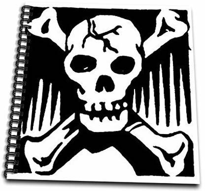3dRose db_29029_1 Skull and Crossbones Drawing Book, 8 by 8"