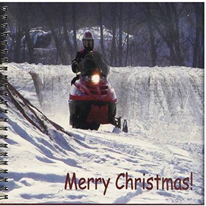 3dRose db_26991_1 Snowmobile Rider Merry Christmas Drawing Book, 8 by 8 Inch