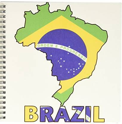 3dRose db_51743_1 Brazilian Flag in The Map and Letters of Brazil Drawing Book, 8 by 8 Inch