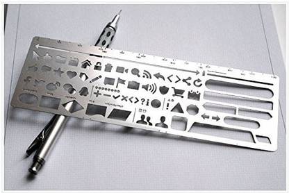 Chris Wang Chris-Wang Creative Web Sketch Stencil Paper Kit For App Design & Ui Design, All-In-One Stainless Steel Drawing Template Icon To