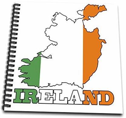 3dRose db_63165_2 The Flag of Republic of Ireland in The Outline Map of The Country and Name, Ireland Memory Book, 12 by 12 Inch