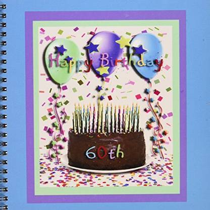 3dRose db_20206_1 Happy Birthday 60Th Chocolate Cake Drawing Book, 8 by 8 Inch