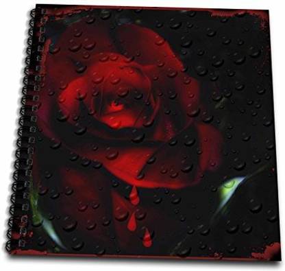 3dRose db_129750_1 Computer Enchanced Gothic Red Rose Drawing Book, 8 by 8 Inch