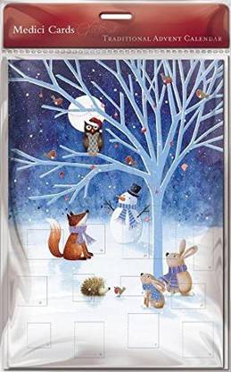 Generic The Great British Card Company Medici Large Advent Calendar (Med0745) - Snowman And Woodland Friends Foil Finish