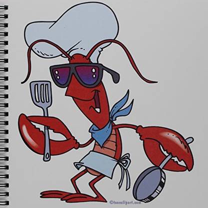 3dRose db_104033_1 Funny Cute Lobster Cook Chef Drawing Book, 8 by 8 Inch