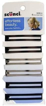 Scunci Hair Barrette 6 Pk 2 3/8" Open Center Super G Hair Clip