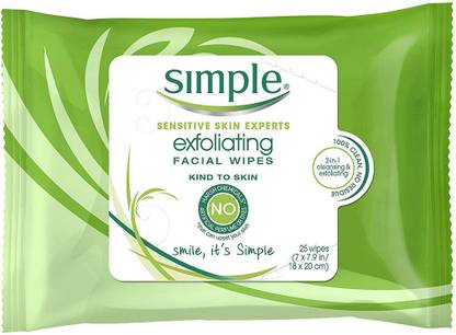 Simple Exfoliating Wipes, 25 Count Makeup Remover