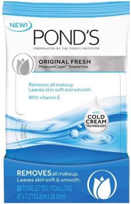 POND's Clean Sweep Wet Cleansing Towelettes Original Fresh - 15 ct Makeup Remover