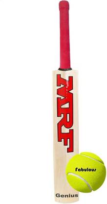 MRF Poplar Willow Cricket Bat With Tennis Ball Cricket Kit