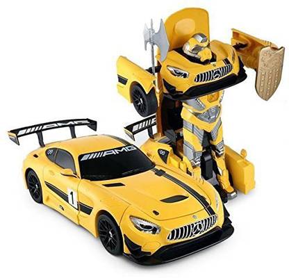 Generic PowerTRC 1:14 Mercedes-Benz GT3 2.4ghz RC Transformer Dancing Robot Car Yellow