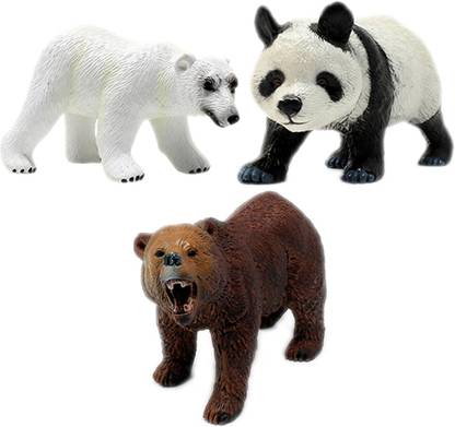 Tootpado Polar Bear Panda Grizzly Bear Animal Toy Figure - Pack of 3 (CTNG20) - Big Realistically Detailed