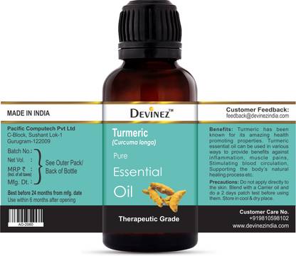 DEVINEZ 15-2038, Turmeric Essential Oil, 100% Pure, Natural & Undiluted