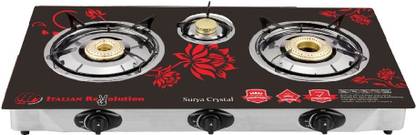 SURYA CRYSTAL Glass, Stainless Steel Automatic Gas Stove