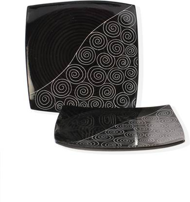 VarEesha Ceramic Black Square Plates Set Half Plate
