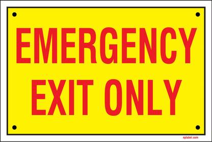 NPLABEL Emergency Exit Sticker - Label Yellow & Red Color (10 X 15 cm) Emergency Sign