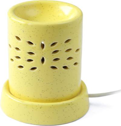 Skycandle.in Pleasant Diffuser Electric Ceramic Candle Holder |Yellow Color |Flower Cutwork Design|Tower Shaped|Uniquely Simple|Flowery Shadow Impression Afterburn | Exotic Ambience| Pack of 1