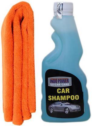 INDOPOWER CAR SHAMPOO 250ml.+ 1PC CAR MICROFIBER CLOTH ORANGE. Car Washing Liquid