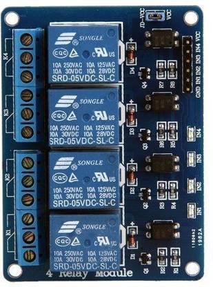Robokitshop 4 Channel 5V 10A Relay Module Board With Optocoupler Interconnect Electronic Hobby Kit