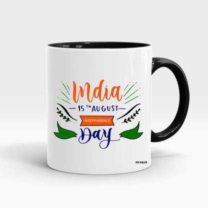 MUGKIN BLACK-INDIA 15TH AUGUST INDEPENDENCE DAY special Printed (IND8943564719266) Ceramic Coffee Mug