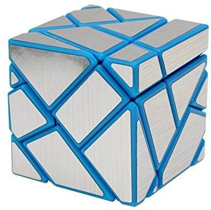 Generic I-xun® Newest Type Ghost Mirror cube 3x3x3 Sticker Puzzle Cube Mirror Cube(Silver Blue)