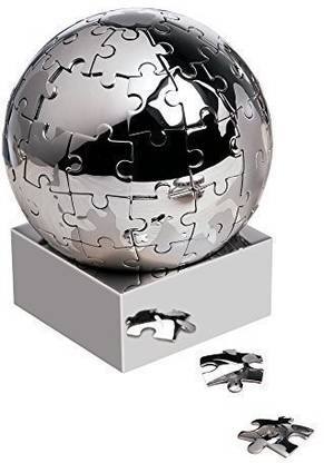 Generic eBuyGB Magnetic Stainless Steel World 3D Puzzle Globe - Executive Gift (Silver)