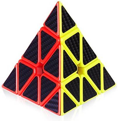 Generic HOFUN Pyramid Rubix Cube Carbon Fiber Stickers Triangle Speed Cube Pyraminx Twisty Puzzle Cube for Puzzle Enthusiasts and Puzzle