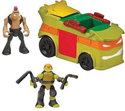 Generic Teenage Mutant Ninja Turtles Micro Mutant Party Van with 1.15" Scale Super Ninja Michelangelo and Bebop Figures and Vehicle