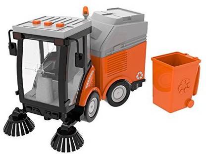 Generic Fun Little Toys Street Sweeper Truck Toy Friction Powered Kids Cleaning Set for Boys With Lights and Sound 4 Wheels 2 Brushes 1: