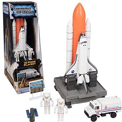 Generic Space Shuttle And Toy Rocket Ship Set - 10 Piece Complex 39 Launch Site with Astronauts, Rockets, Space Shuttle, and Ground Vehi