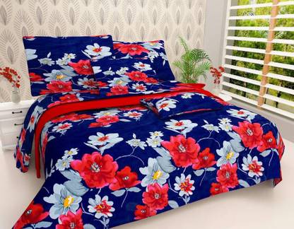 MH DÉCOR 140 TC Polycotton Double Floral Flat Bedsheet
