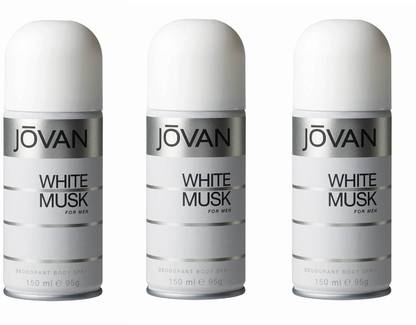 Jovan White Musk Deodorant Body Spray For Men 150ML Each (Pack of 3) Deodorant Spray  -  For Men