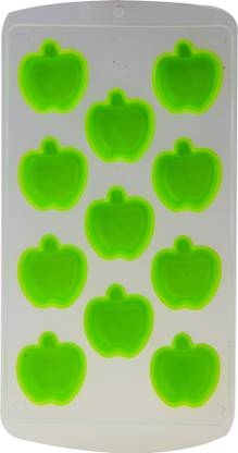 AVMART Silicon Apple Fruit Shaped POP Out Mould for Jelly, ICE, Chocolate Multi color (11 Holes Mould) Green Plastic Ice Cube Tray