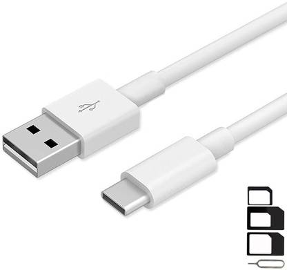 UrCart Cable Accessory Combo for Ulefone Armor 2, Ulefone T1, Ulefone T1 Premium Edition, Umi Max, Umi Plus, Umi Plus E, Umi Super, Umidigi S2, Umidigi S2 Pro, Umidigi Z1 Pro High Speed Type-C USB Charging Data Sync Cable 1 Meter With SIM Adapter