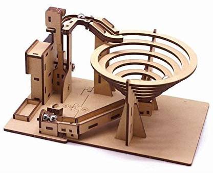 Generic Mize DIY Wooden Motor Marble Run Automata Assembly Model kits (Motor Operating Track Tornado with leverage) Mechanical Puzzles f