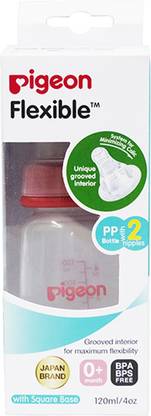 Pigeon Peristaltic Nursing Bottle Kpp 120Ml (Red) With 2 Nipples (S) - 120 ml