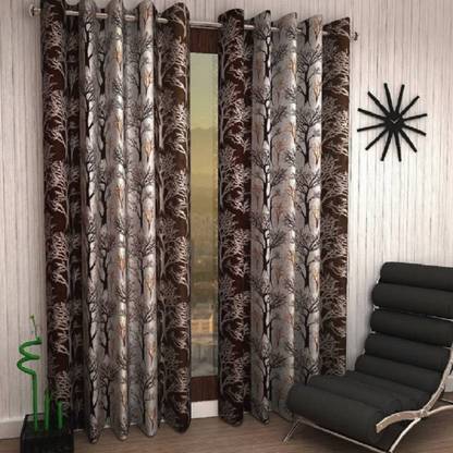 Home Garage 213 cm (7 ft) Door Polyester Semi Transparent Curtain (Pack Of 2)