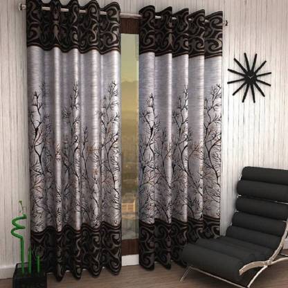 Home Garage 152 cm (5 ft) Polyester Semi Transparent Window Curtain (Pack Of 2)