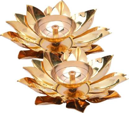 BOROSIL KML-DS2 Brass (Pack of 2) Table Diya Set