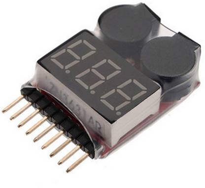 KitsGuru 1-8S Lipo / Li-ion Battery Voltage Tester 2IN1 Low Voltage Buzzer Alarm Timer Counter and Clock Electronic Hobby Kit