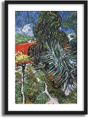 ArtCentral Doctor Gauchet`s Garden in Auvers, 1890 By Vincent Van Gogh (Without Glass) Black Frame With Border Art Print Digital Reprint 21 inch x 15 inch Painting