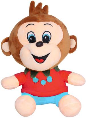 CREATIVEVILLA CUTE RED MONKEY TEDDY BEAR STUFFED PLUSH SOFT TOY  - 25 cm