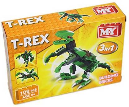 Kandy Toys My Building Bricks Dinosaur 3 In 1 Construction Set ~ T Rex