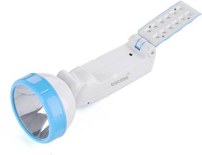 DOCOSS Blue 2 in1-Rechargeable Led+ Emergency Lamp Light 2 Torch Emergency Light