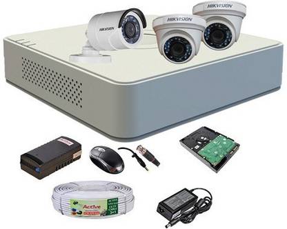 HIKVISION HIKVISION DS-7A04HGHI-F1/ N OR DS-7A04HGHI-F1/ECO 4CH DVR 1PCS, DS-2CE1ACOT-IRP OR DS-2CE1ACOT-IRP/ECO BULLET CAMERA 1 PCS DS-2CE5ACOT-IRP OR DS-2CE5ACOT-IRP /ECO DOM CAMERA 2 PCS 1 TB HDD COMBO KIT Security Camera