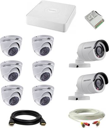 HIKVISION Hikvision set of 6+2 Dome and Bullet CCTV camera with 8 Ch DVR along with accessories. … Security Camera