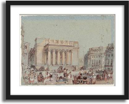 ArtCentral Nantes, The Place Graslin with the Grand Theatre, 1826-28 Painting By JMW Turner (Without Glass) Black Frame With Border Art Print Digital Reprint 19 inch x 15 inch Painting