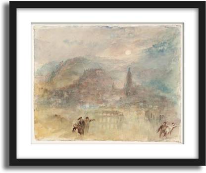 ArtCentral Heidelberg, Moonlight, 1841-42 Painting By JMW Turner (Without Glass) Black Frame With Border Art Print Digital Reprint 19 inch x 15 inch Painting