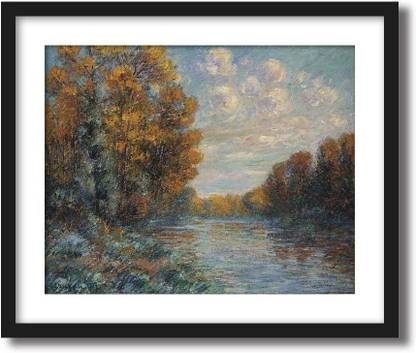 ArtCentral The Eure in Autumn, 1912 Painting By Gustave Loiseau (Without Glass) Black Frame With Border Art Print Digital Reprint 19 inch x 15 inch Painting