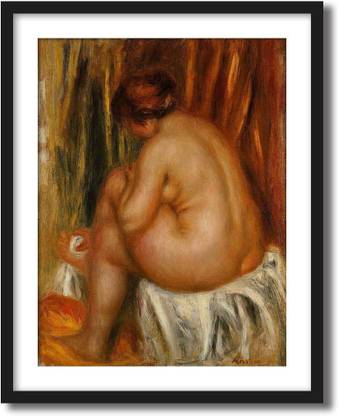 ArtCentral After Bathing (nude study), 1910 Painting By Pierre Auguste Renoir (Without Glass) Black Frame With Border Art Print Digital Reprint 19 inch x 15 inch Painting