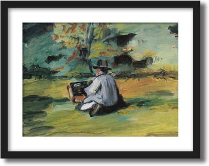 ArtCentral The Artist's Mother, 1866-67 Painting By Paul Cezanne (Without Glass) Black Frame With Border Art Print Digital Reprint 15 inch x 19 inch Painting